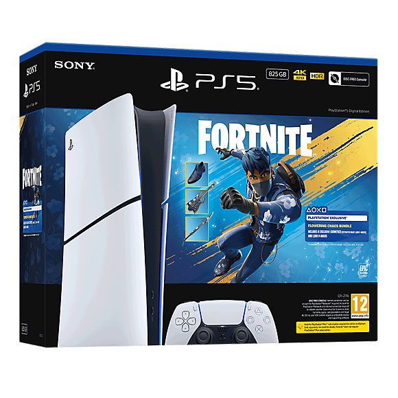 PlayStation 5 Digital Edition 825GB SSD White + Fortnite Flowering Chaos